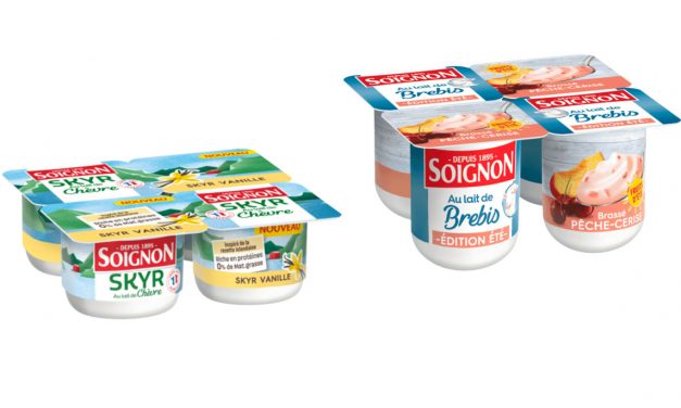 Skyr Vanille et Yaourt brassé Pêche-Cerise chez Soignon