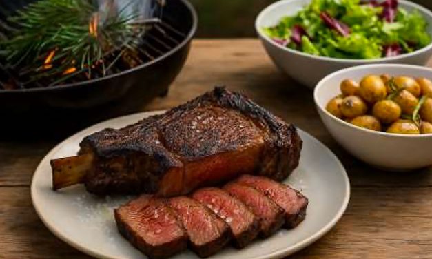 Côte de boeuf fumée aux épines de pins