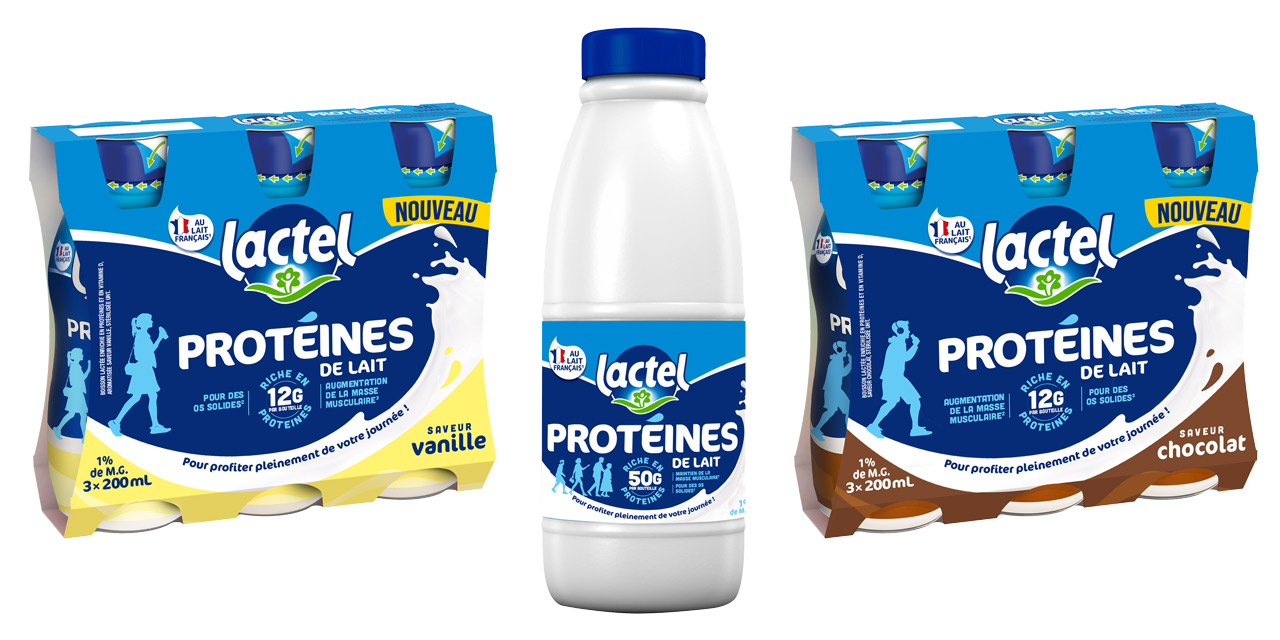 Lactel Protéines, nature, chocolat et vanille