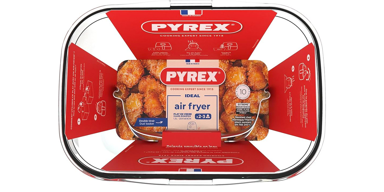 Plats Airfryer Pyrex : verre borosilicate & poignée amovible